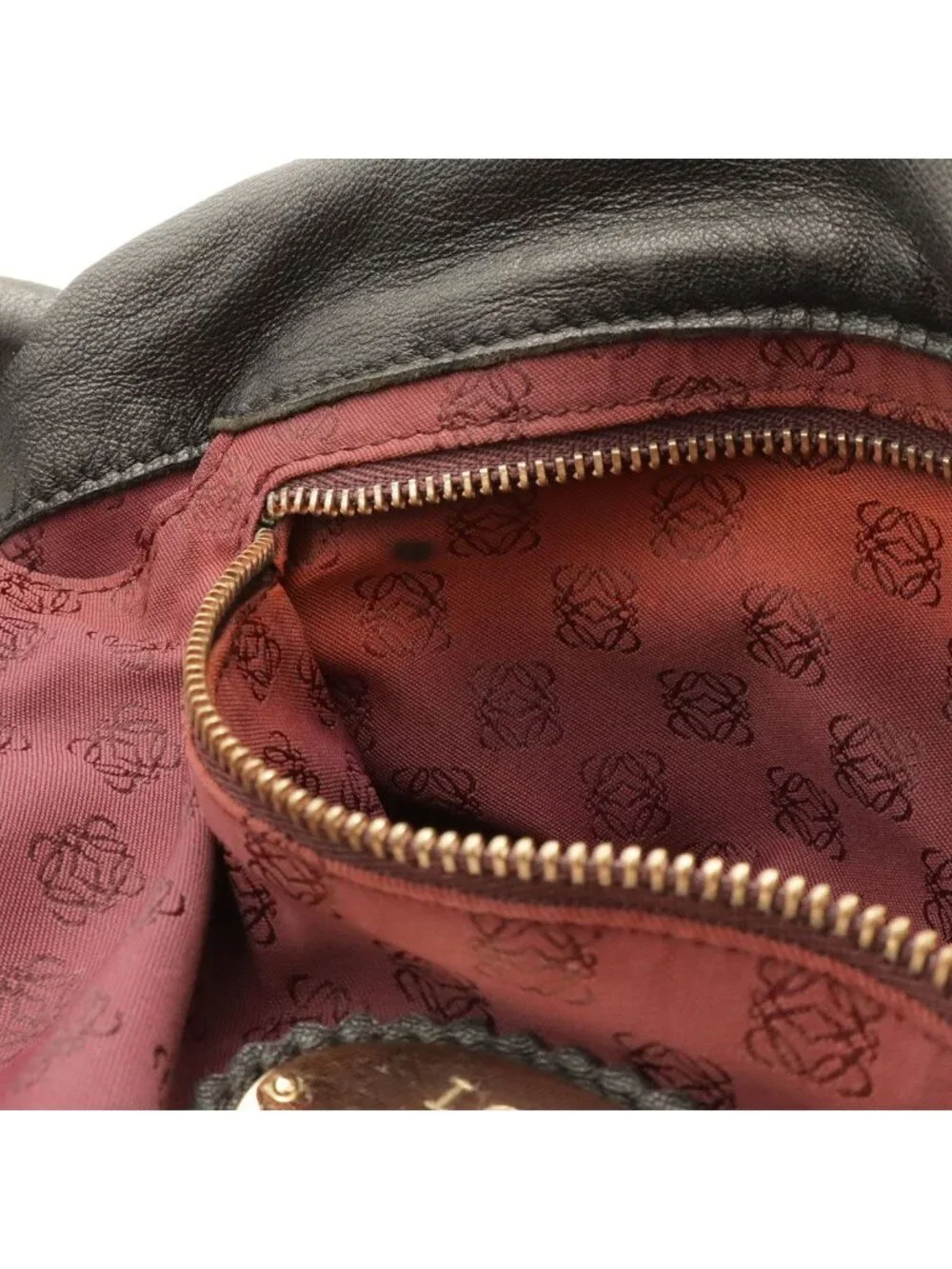 Loewe Anagram Nappa Aire Handbag Leather Black Gold